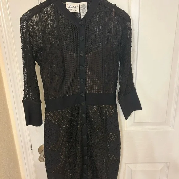 Byron Lars Black Lace Button-Up dress - Picture 2 of 4